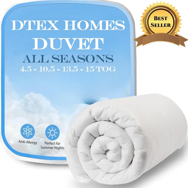 Hotel Quality Duvet Quilt 4.5 Tog | 10.5 Tog | 13.5 Tog | 15 Tog | Single, Double, King, Super King | All Size