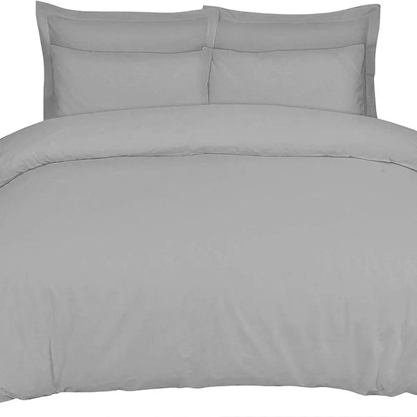 100% Egyptian Cotton Duvet Quilt Cover Sets With Pillow Cases 200 Thread Counts - Grey DTEX HOMES