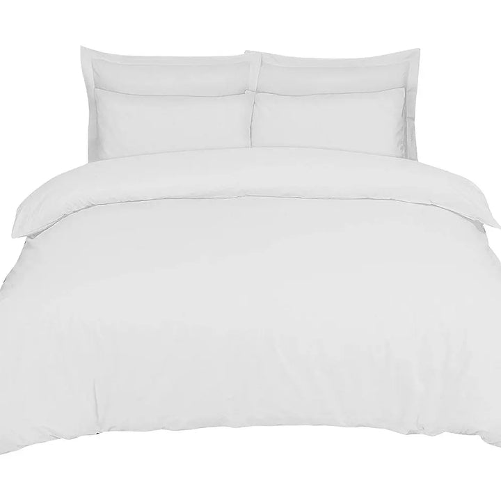 100% Egyptian Cotton Duvet Quilt Cover Sets With Pillow Cases 200 Thread Counts - White DTEX HOMES