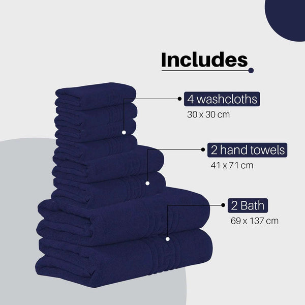 100% Best Egyptian Cotton 600 GSM Navy Bath Towels Set - UK