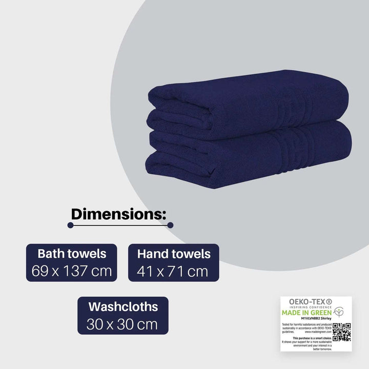 100% Egyptian cotton navy bath towels UK