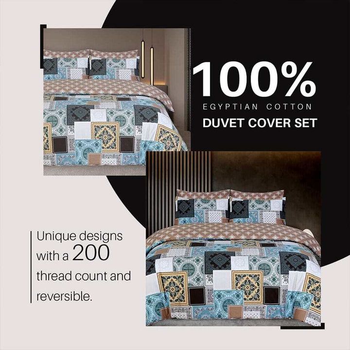 100% Egyptian cotton tribal patchy duvet cover set