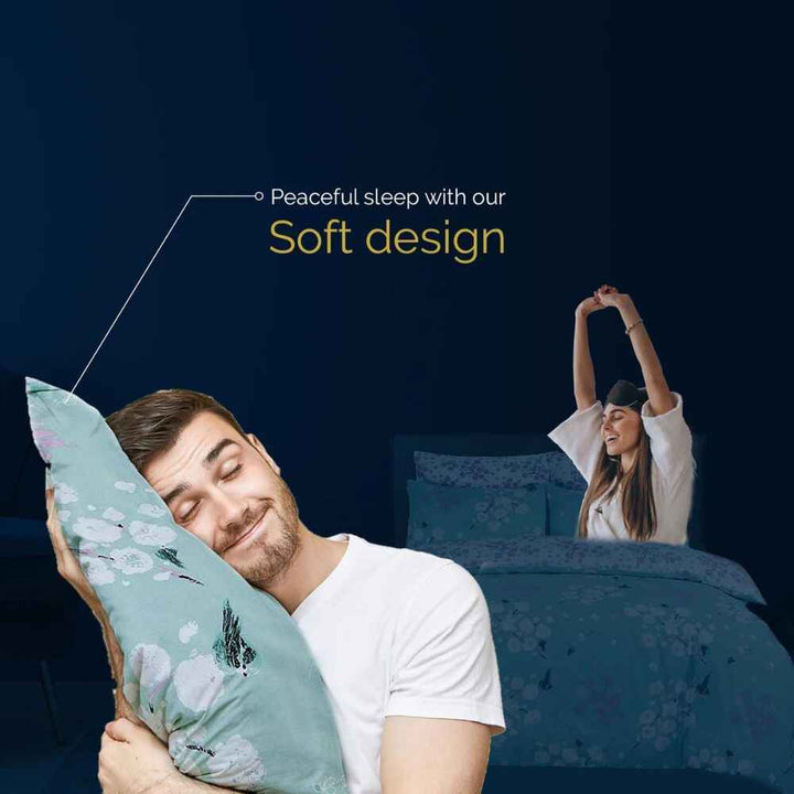 100% cotton duck egg blossom bedding