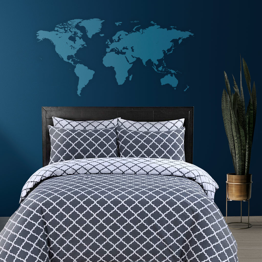 Spades Printed Grey Duvet Cover Set - 100% Cotton for a Stylish Bed