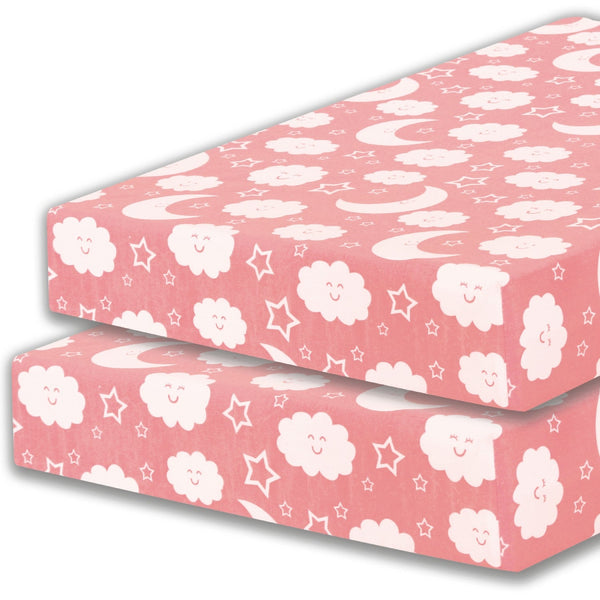 200 Thread 100% Egyptian Cotton Cot Fitted Sheet - Pink moon DTEX HOMES