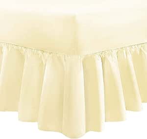 200 Thread 100% Cotton Pleated Valance Sheet , -  Cream DTEX HOMES