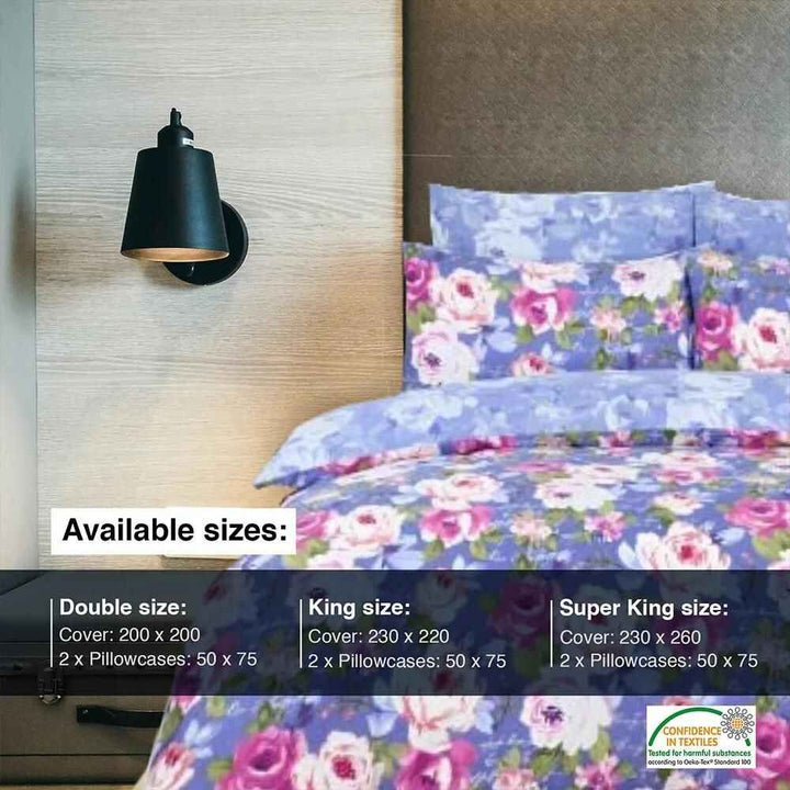 220 Thread Count Egyptian Cotton Classy Tea Rose Blue Duvet Cover