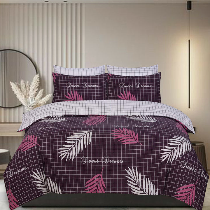 Pure Cotton Reversible Duvet Set - Sweet Dreams Aubergine Quilt Cover Set DTEX HOMES