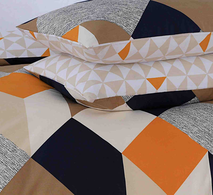 Geometric 3D design cotton duvet cover with pillowcases