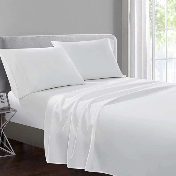 400 Thread Count 100% Egyptian Cotton Flat Bed Sheets - White