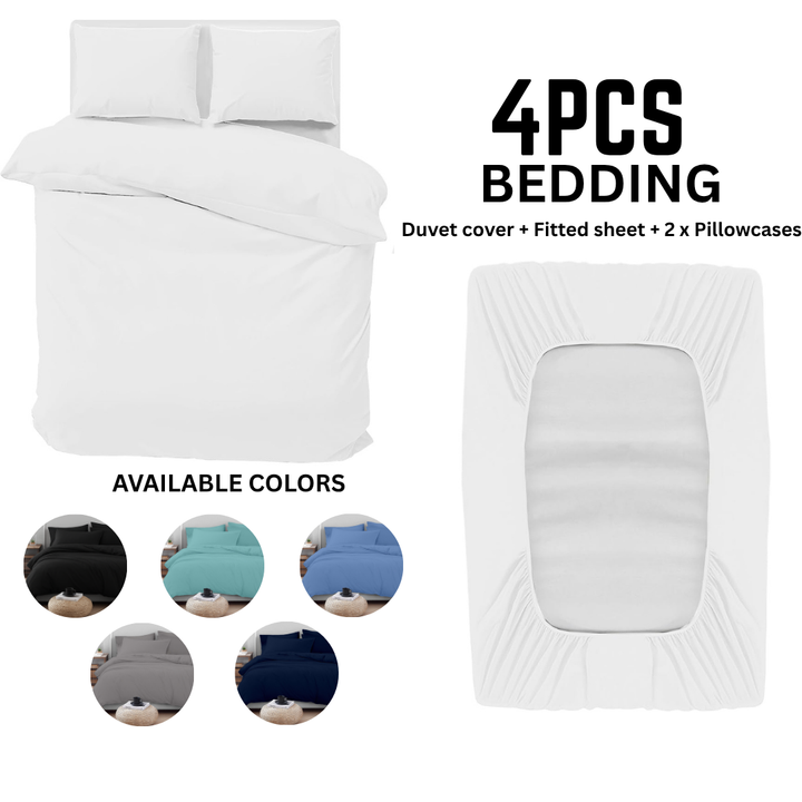 4 Piece Complete Bedding Set Duvet Cover Set With Fitted Bed Sheet & Pillowcases DTEX HOMES