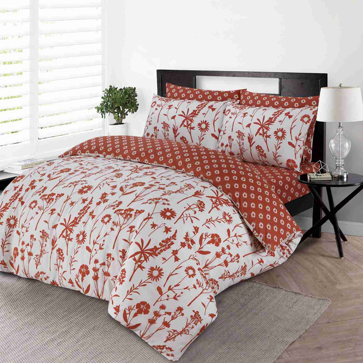 4 Piece Complete Bedding Set Duvet Cover Set With Fitted Bed Sheet & Pillowcases - Rustic Floral