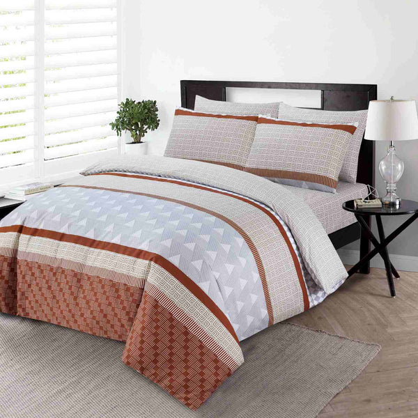 4 Piece Complete Bedding Set Duvet Cover Set With Fitted Bed Sheet & Pillowcases - Modern Geomatric