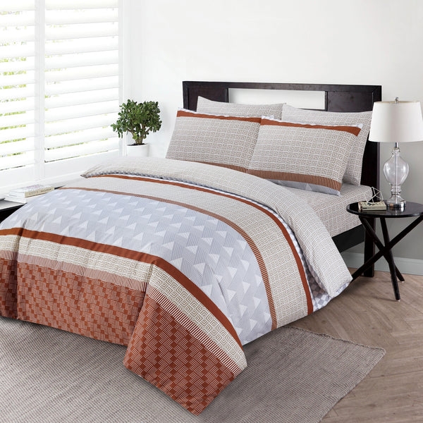 4 Piece Complete Bedding Set Duvet Cover Set With Fitted Bed Sheet & Pillowcases - Modern Geomatric