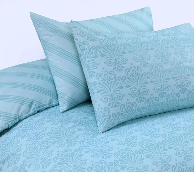 Damask Duck Egg Print Cotton Duvet Cover Set 