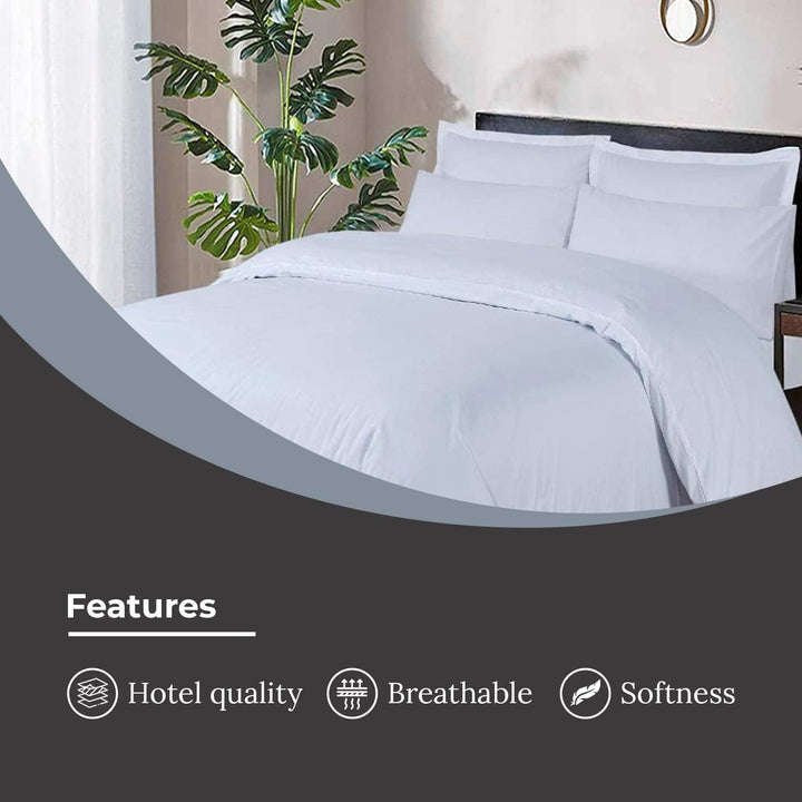 4 Pcs COMPLETE SET 800 TC 100% COTTON DUVET COVER WITH FITTED SHEET PILLOW CASE DTEX HOMES