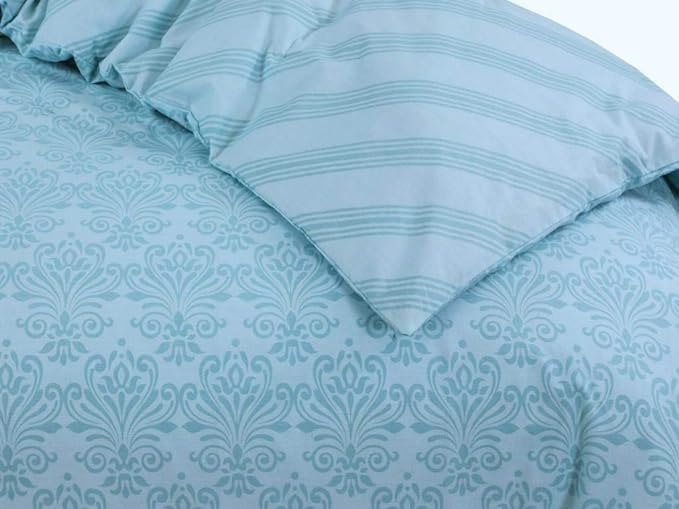 Damask Duck Egg Cotton Duvet Quilt Cover Set 