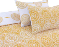 Retro Mustard Print Reversible Cotton Duvet Cover Set
