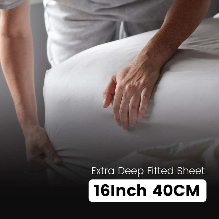 400 Thread Count Egyptian Cotton Extra Deep Fitted Sheets (40cm, Cream)