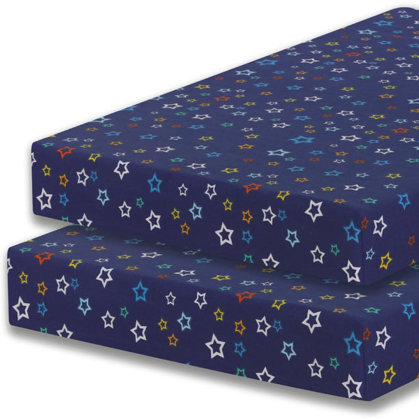 Pack of 2 Easy Care Cot Bed Sheet - Beautiful Multi Star DTEX HOMES