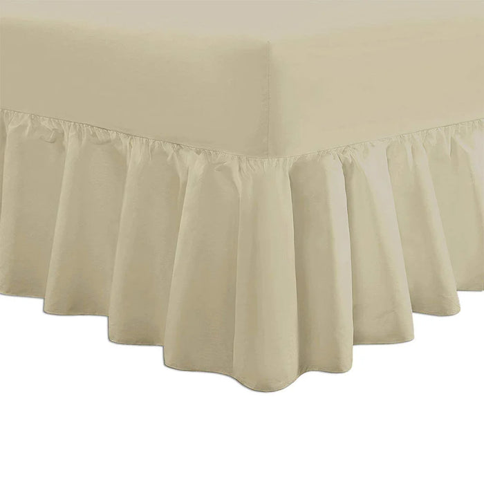 Extra Deep Frilled Fitted Valance Sheet - Beige