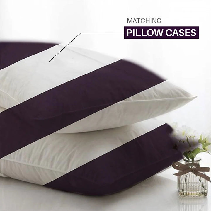 Best Egyptian Cotton Duvet Cover Set - 200 Thread Count Stripes Aubergine