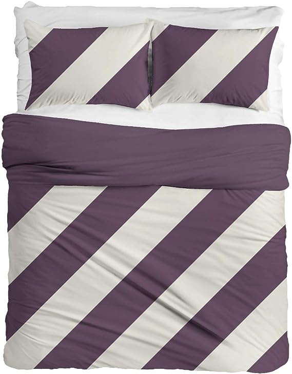 Best Egyptian Cotton Duvet Cover Set - 200 thread count - Stripes Aubergine