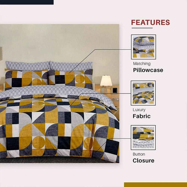 Buy grey and mustard duvet cover online