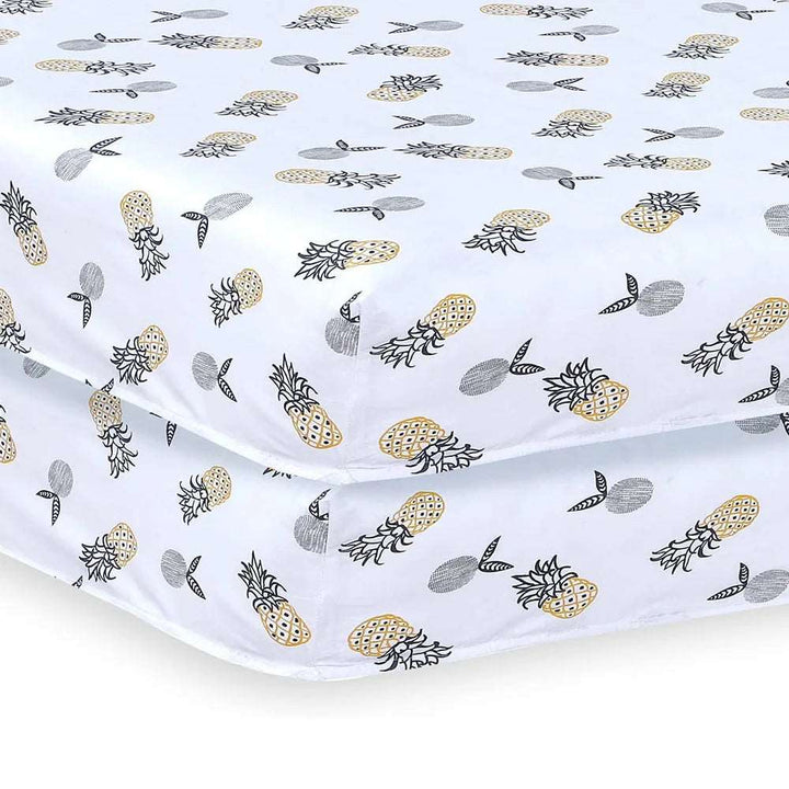 cot printed bed sheet pineapple printed