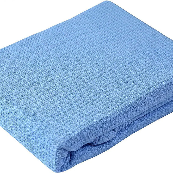 blue Cotton Waffle Weave Thermal Blanket 