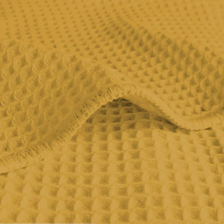 mustard Cotton Waffle Weave Thermal Blanket