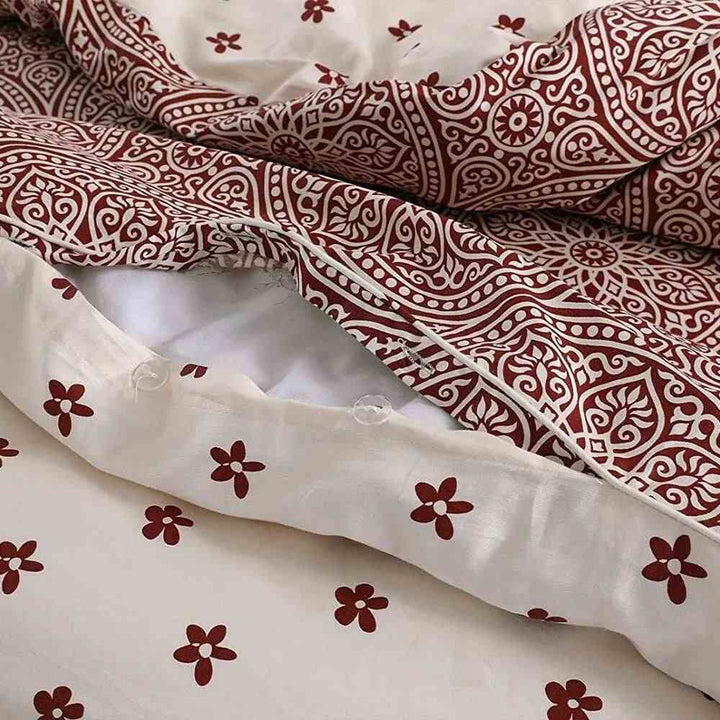 Deep red Egyptian cotton bed cover set
