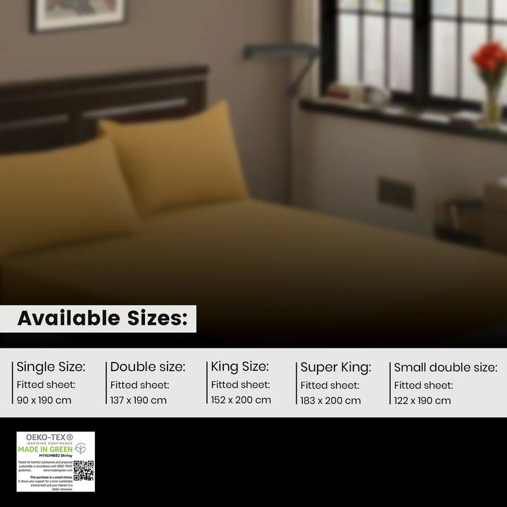 Durable fitted bed sheet with snug fit for single, double, king, super king