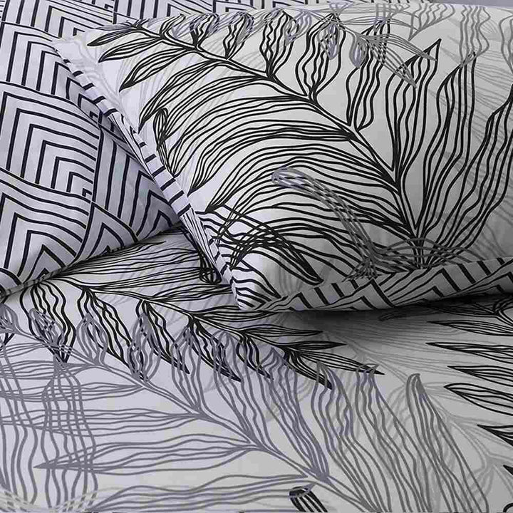 Polycotton Reversible Printed Duvet Set - Tropical Silver