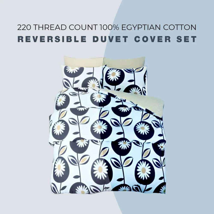 Egyptian cotton duvet cover set with floral design