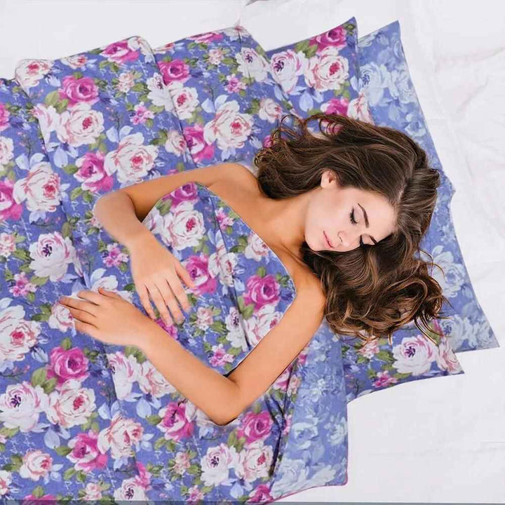 Elegant Tea Rose Blue Duvet Cover Set - 220 Thread Count Egyptian Cotton