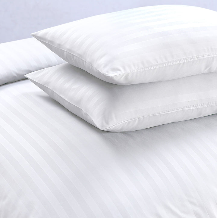 Elegant white striped bedding for modern bedrooms