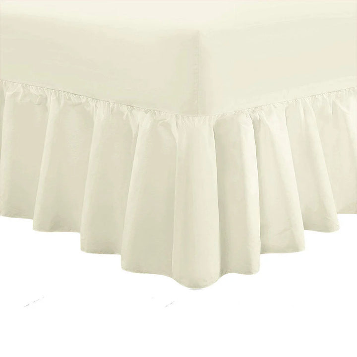 Extra Deep Frilled Fitted Valance Sheet in Cream – Perfect Fit