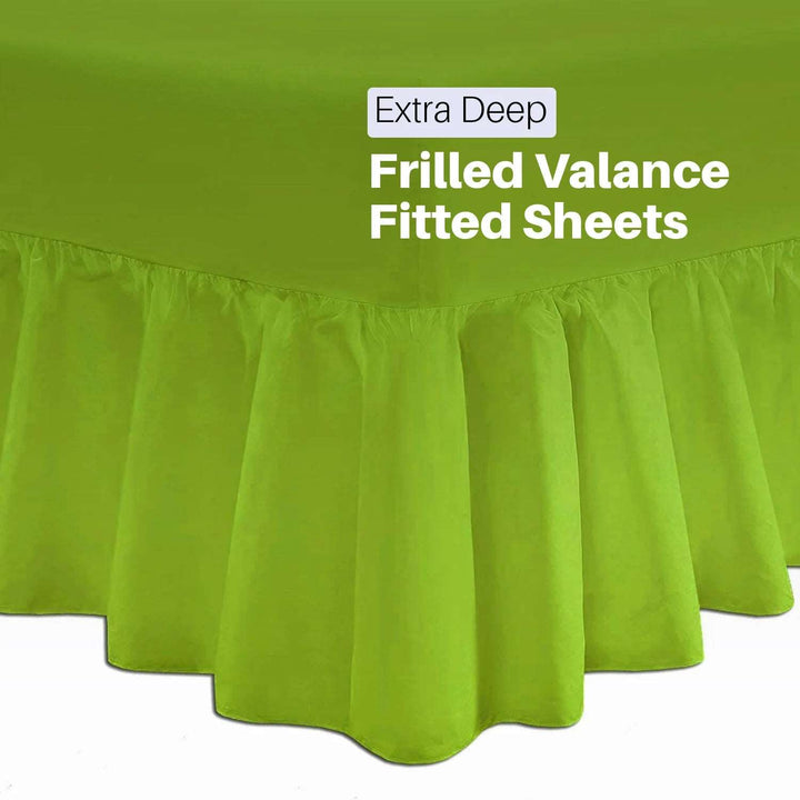 Extra Deep Frilled Fitted Valance Sheets - Green