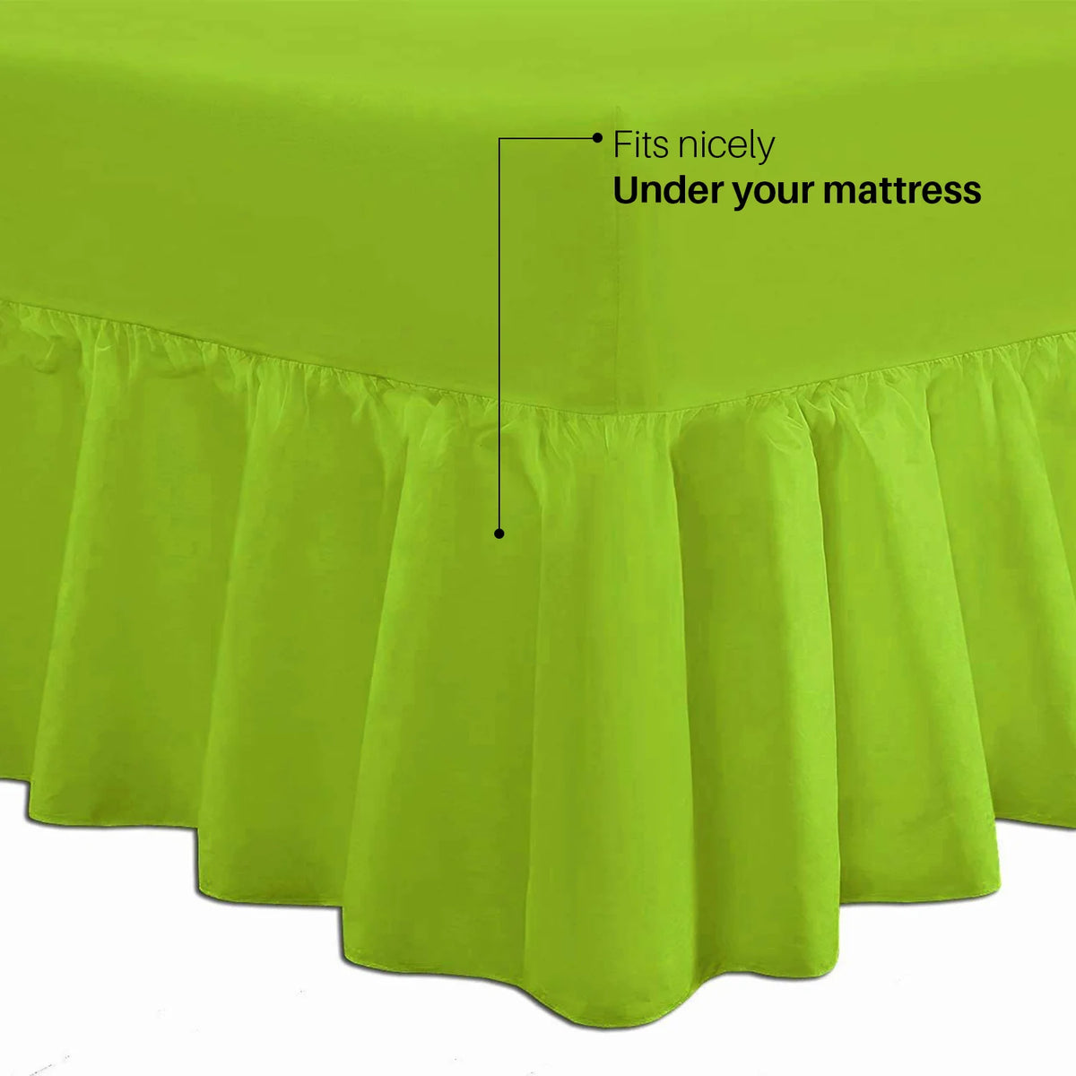Buy Best Extra Deep Frilled Fitted Valance Sheets Green DTEX HOMES