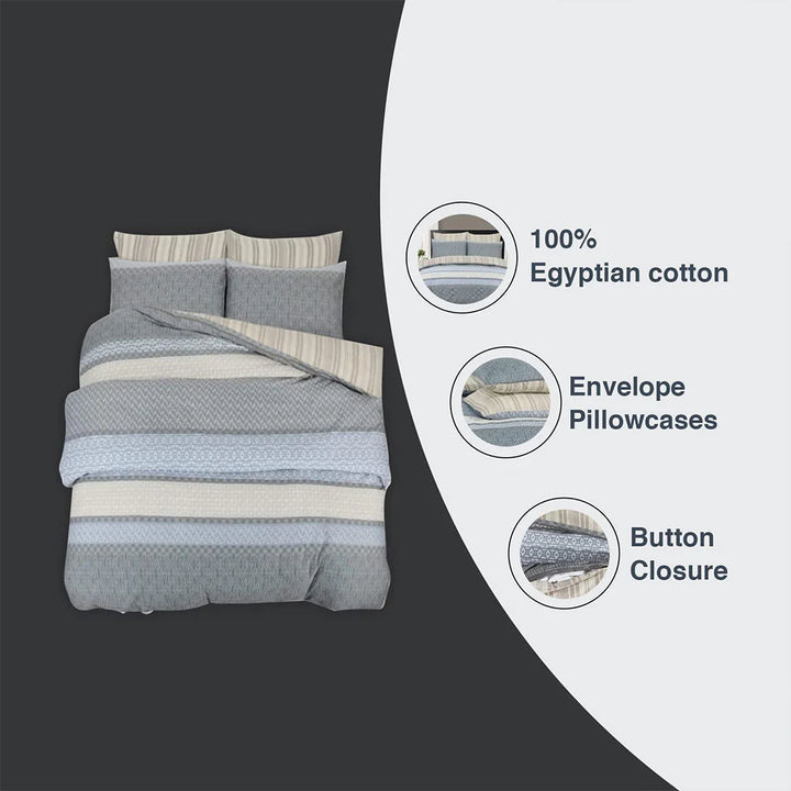 Luxury Egyptian Cotton Aiza Stripes Duvet Set - 220 Thread Count