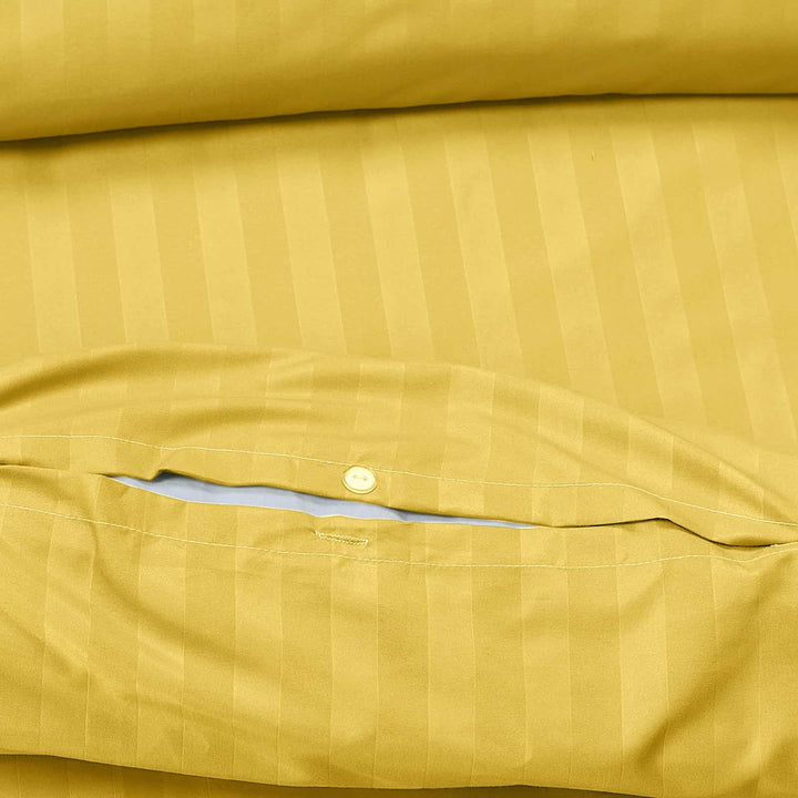 Luxury Stripes Bedding Set Duvet Cover Set Quilt Covers and Pillow Cases All Sizes - Mustard DTEX HOMES