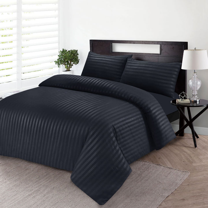 Luxury black striped duvet cover set UK