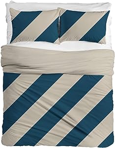 Navy Blue Striped  - 200 Thread 100% Egyptian Cotton Duvet Cover Set