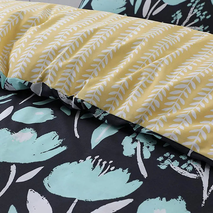 Polycotton Reversible Printed Duvet Cover Set  - Botanic DTEX HOMES