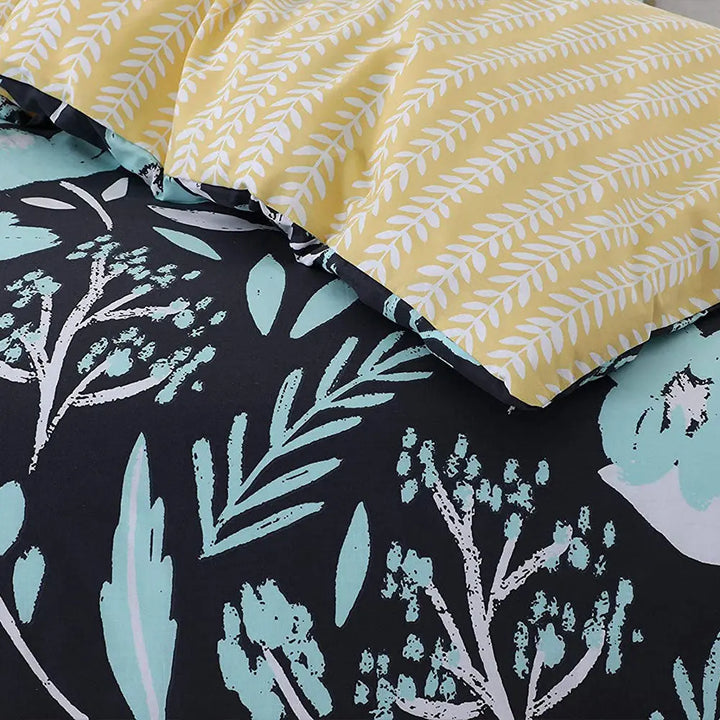 Polycotton Reversible Printed Duvet Cover Set  - Botanic DTEX HOMES