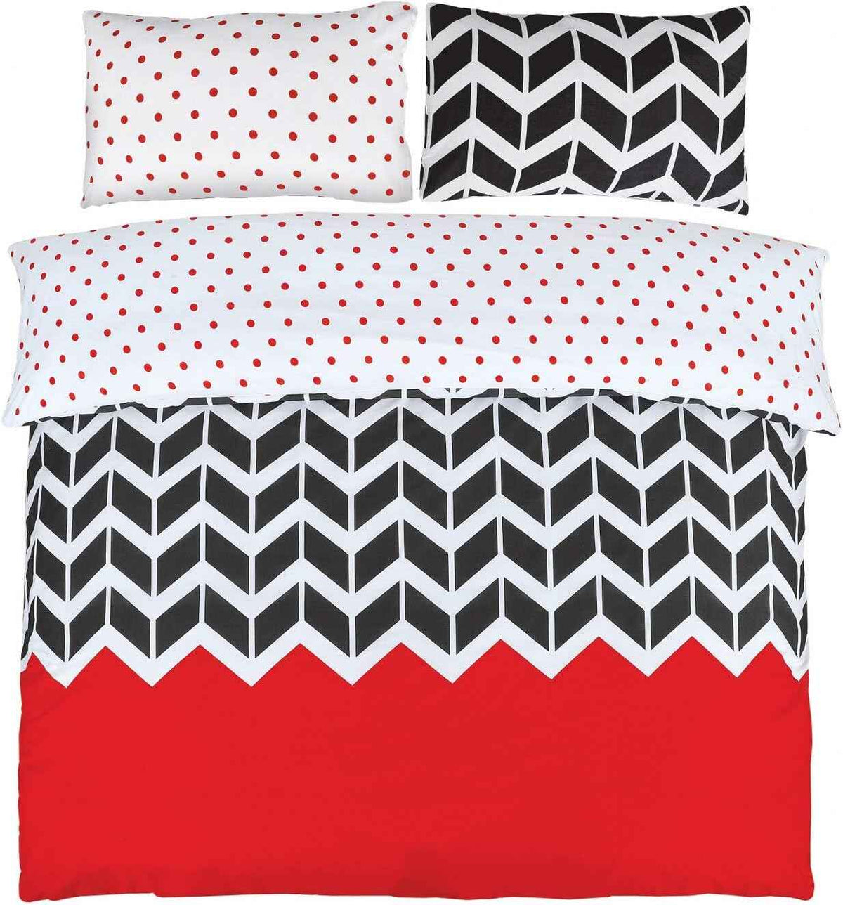  Black and Red Duvet Cover - Chevron Printed set