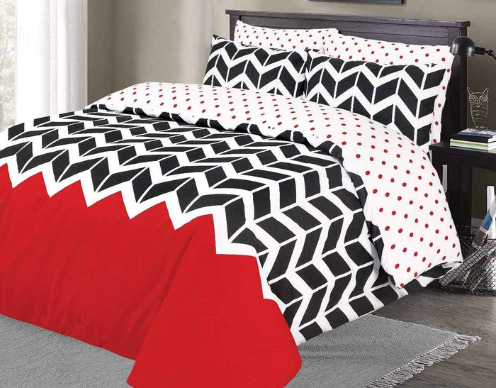 Polycotton Reversible Black and Red Duvet Cover