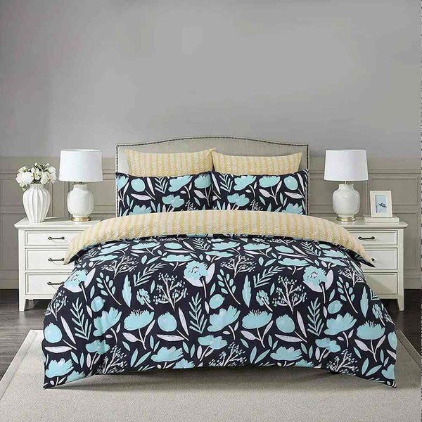 Polycotton Reversible Printed Duvet Cover Set  - Botanic