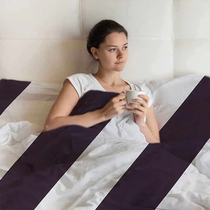 Premium Egyptian Cotton 200 Thread Count Duvet Cover Set - Aubergine Stripes